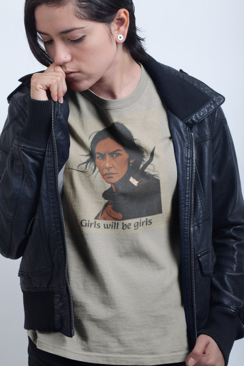 Buffalo Calf Road Woman Cheyenne warrior tee worn by model