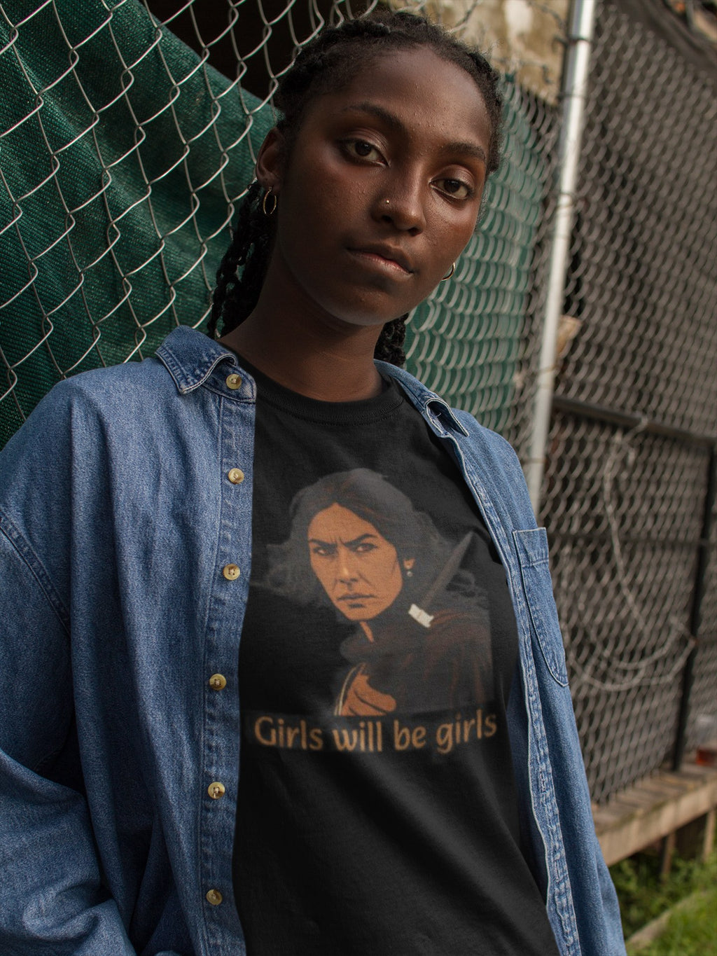 Buffalo Calf Road Woman Cheyenne warrior tee worn by model