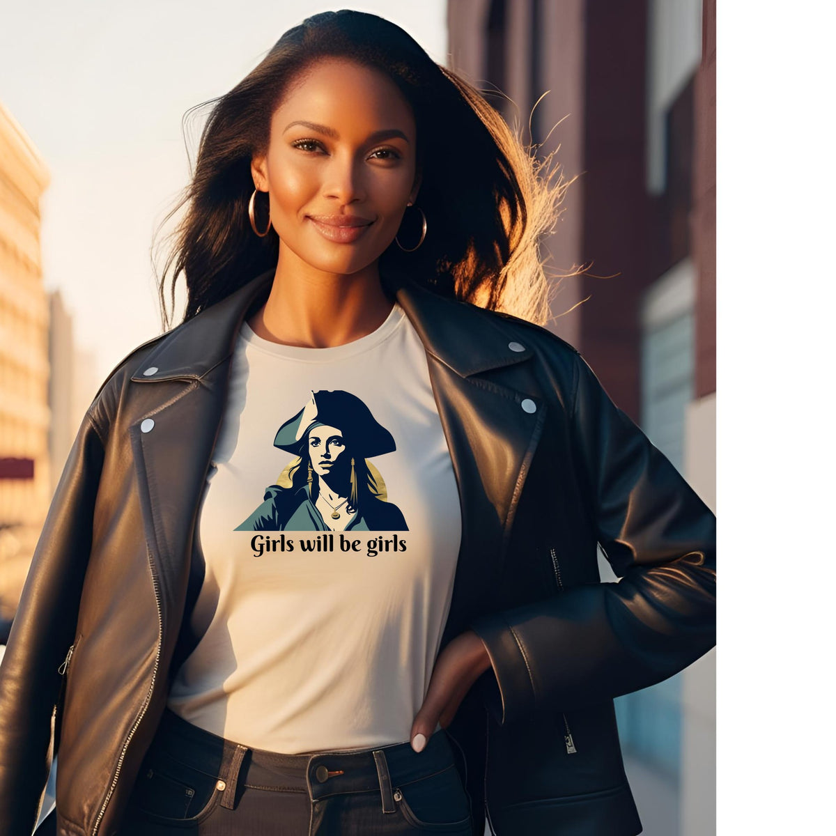 Grace O'Malley pirate queen tee worn by model