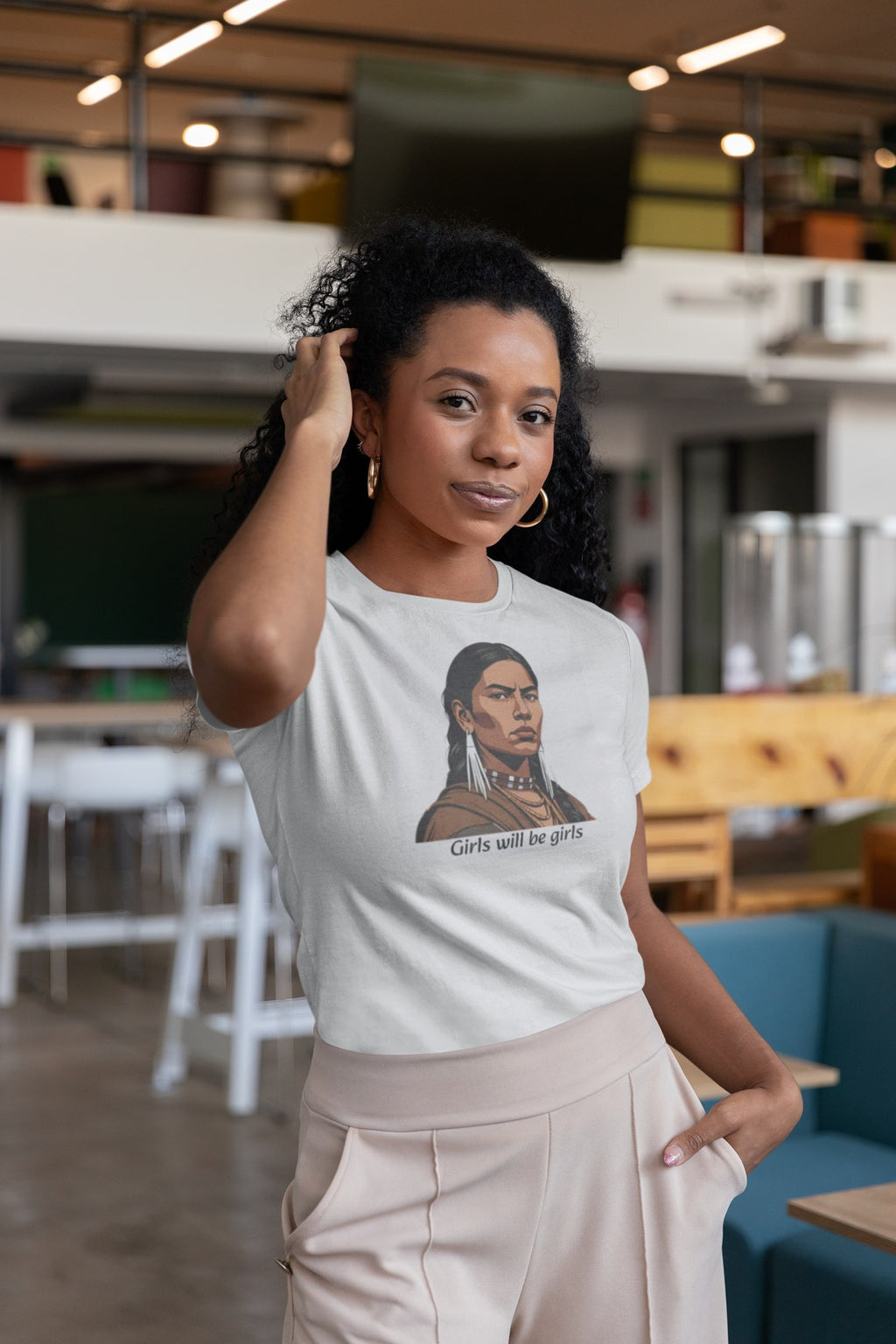 Lozen Apache warrior tee worn by model