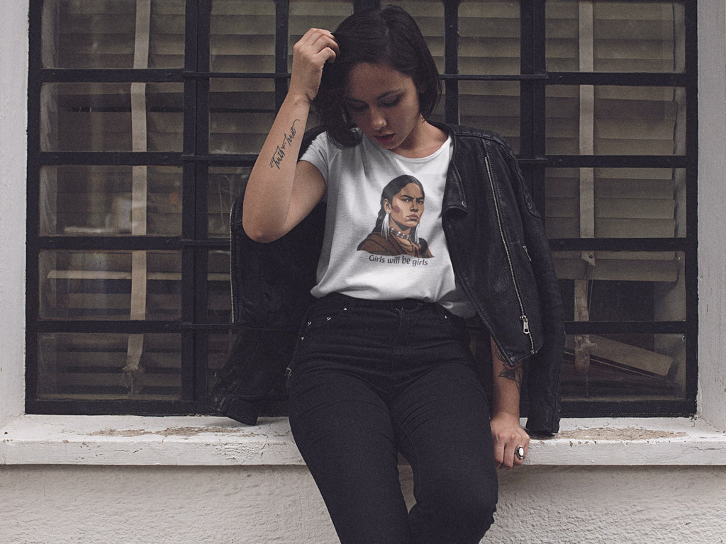 Lozen Apache warrior tee worn by model