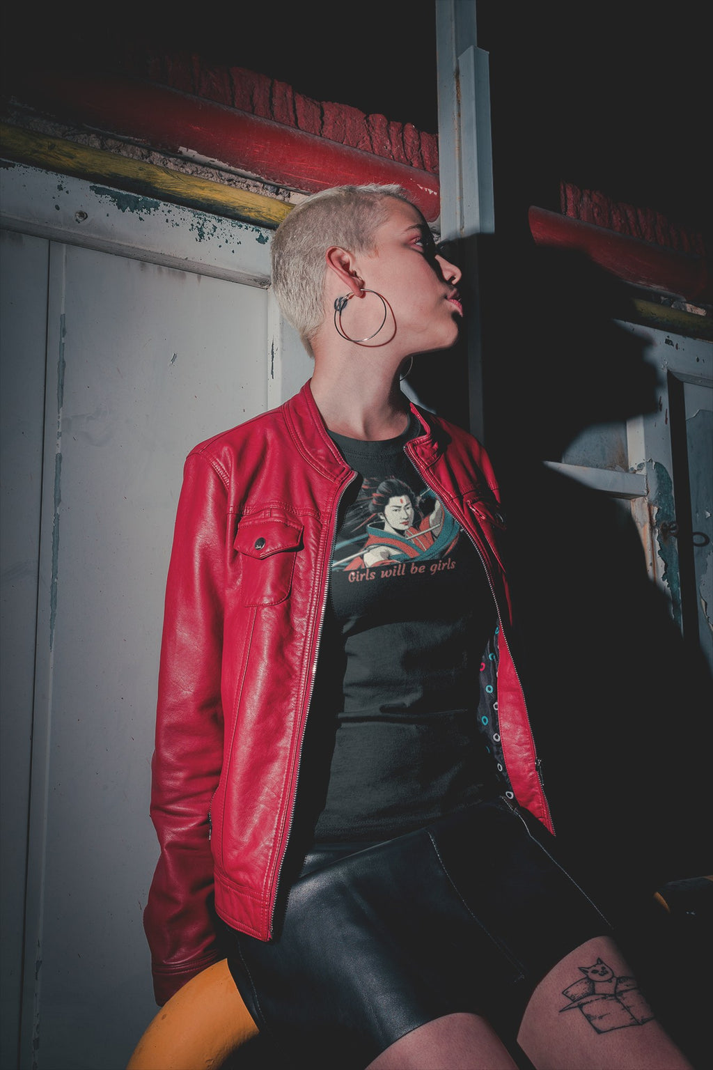 Tomoe Gozen samurai warrior tee worn by model