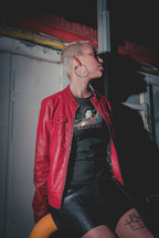 Tomoe Gozen samurai warrior tee worn by model