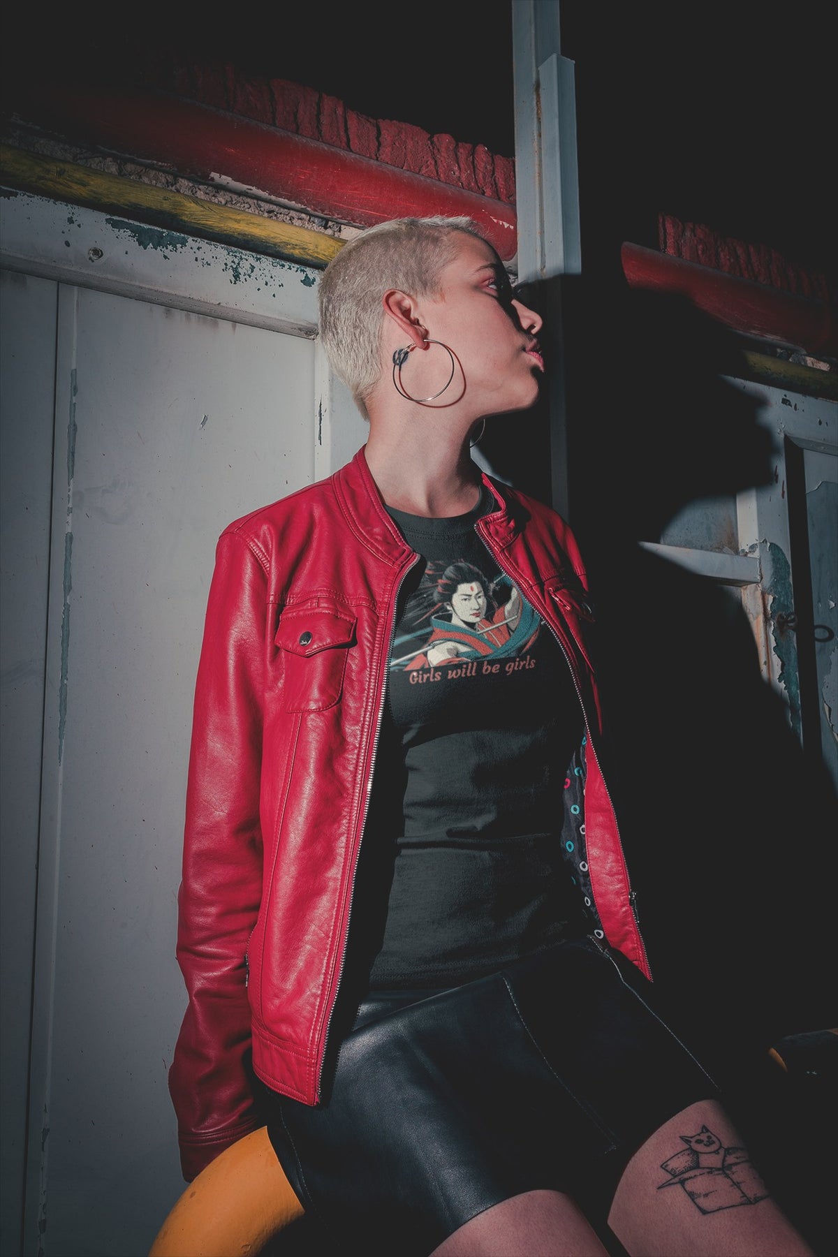 Tomoe Gozen samurai warrior tee worn by model